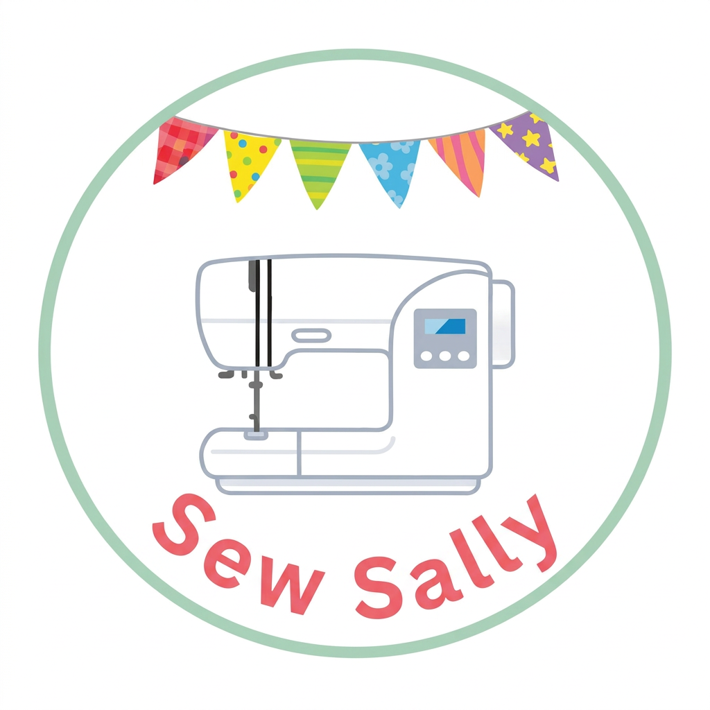 Sew Sally sewing machine and bunting logo
